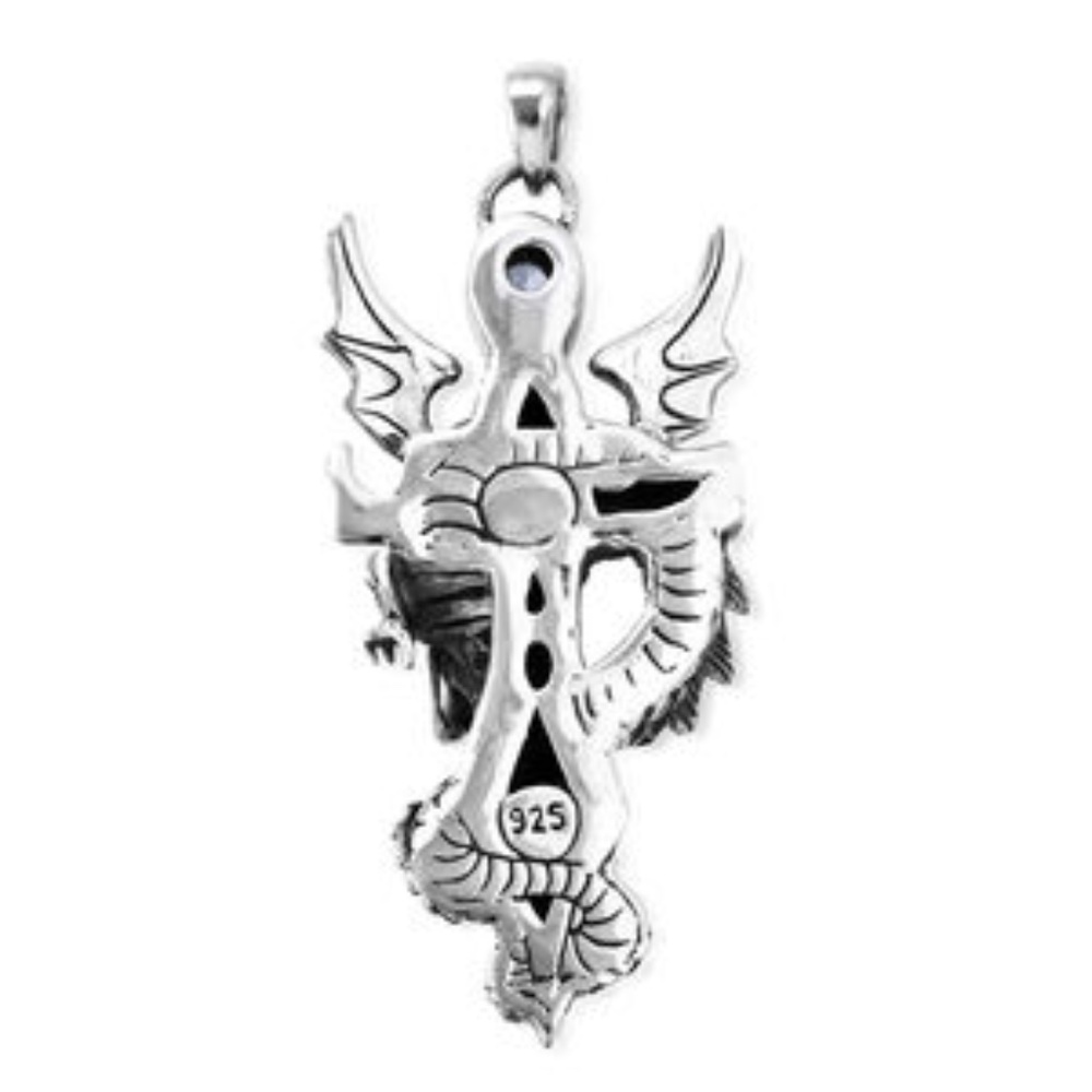Handcrafted in Bali 925ss Dragon/Blue topaz neckla - Picture 2 of 5